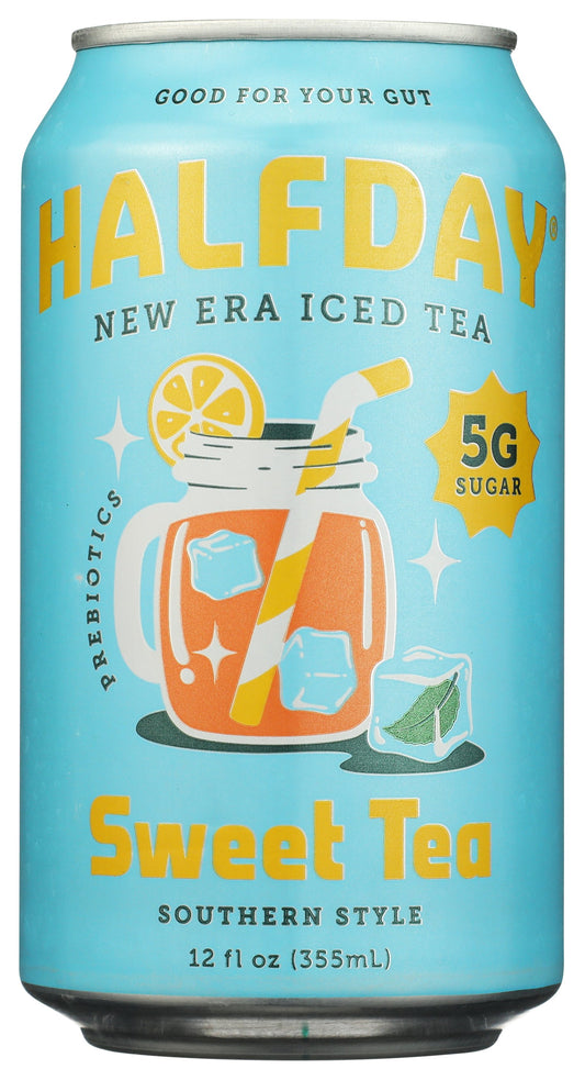Halfday Prebiotic Sweet Iced Tea can on white background