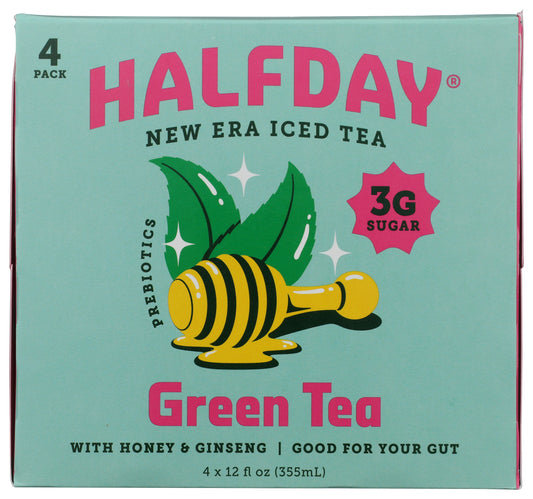Halfday green iced tea pack on white background