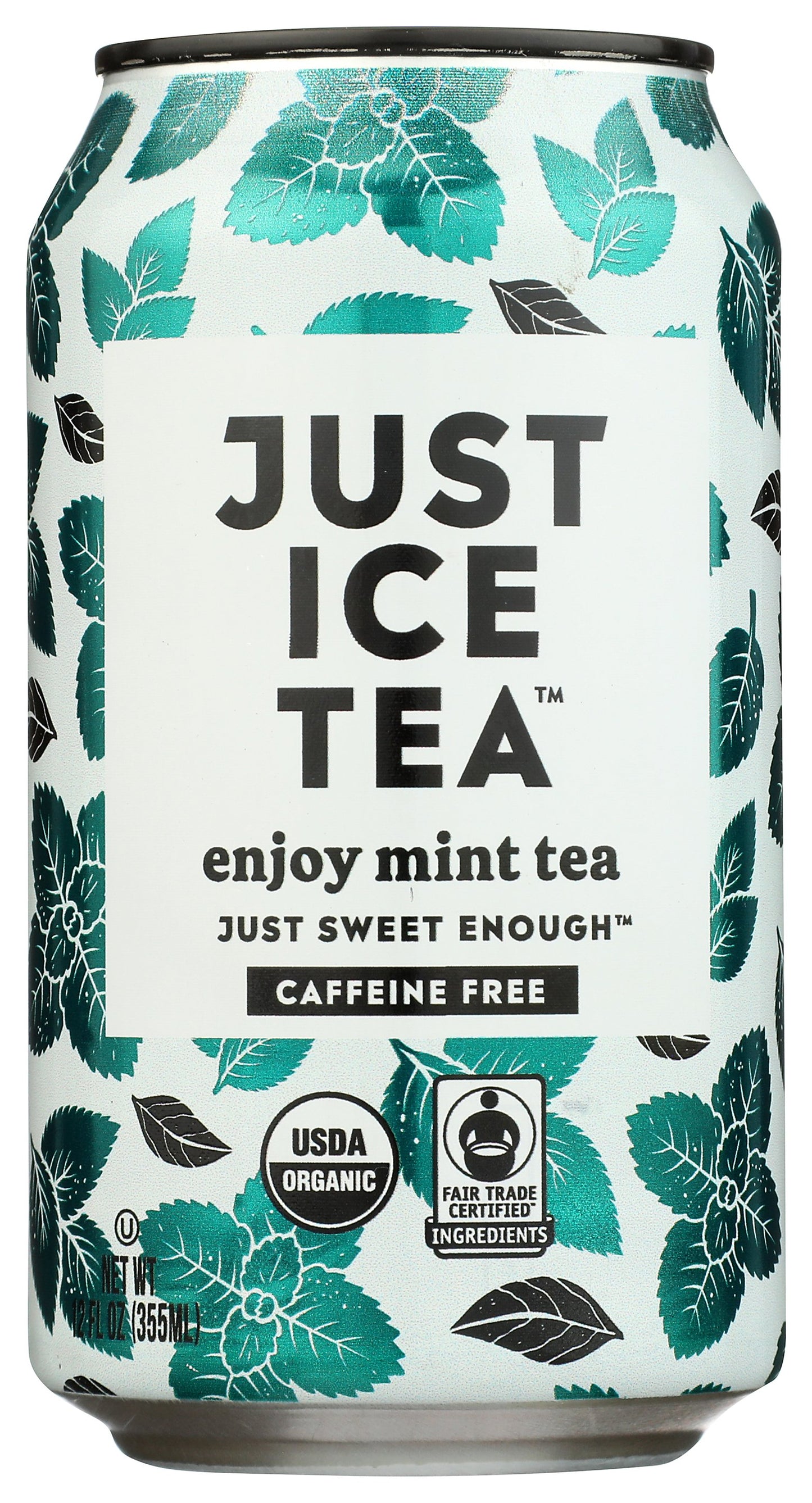 Just Ice Tea mint herbal iced tea on white background