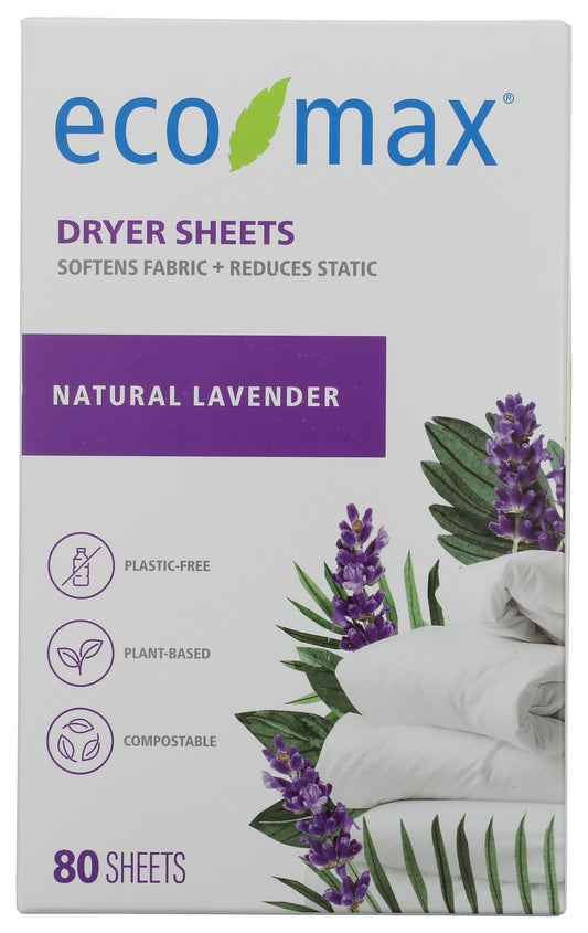 Eco Max dryer sheets on white background