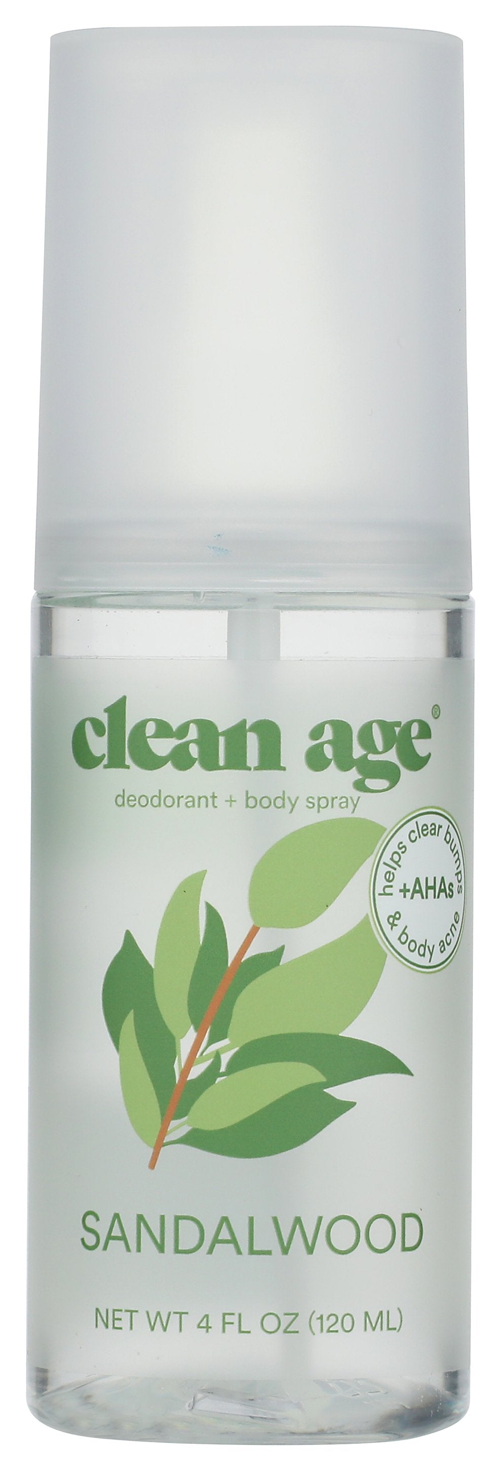 Clean Age body spray on white background
