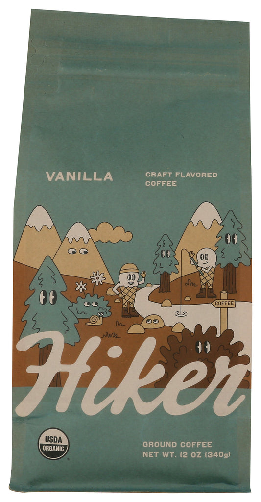 Hiker Coffee Vanilla Flavored Clean Coffee on white background