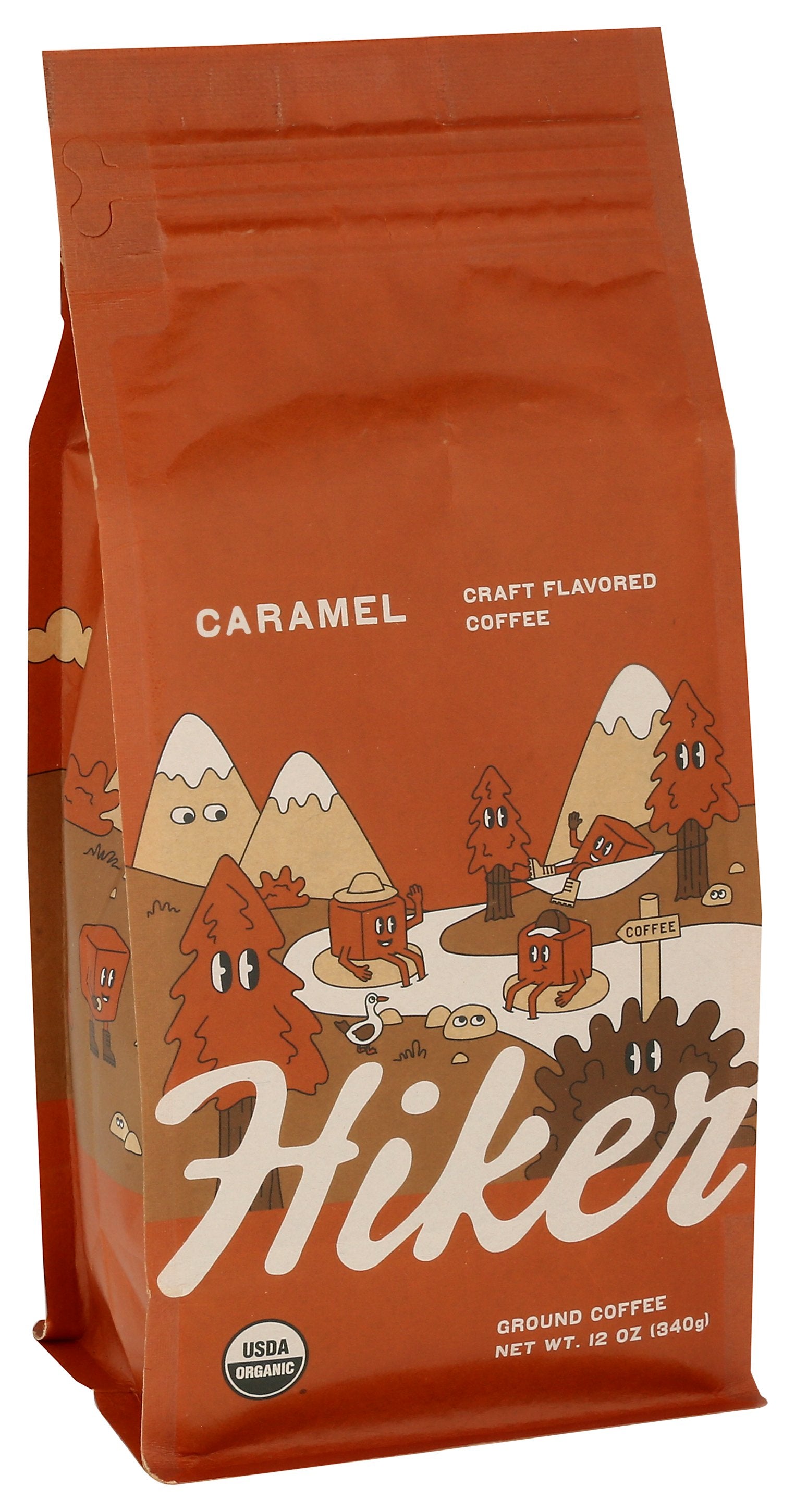 Hiker Coffee ground coffee on white background