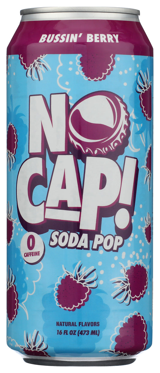 No Cap! Bussin' Berry Soda on white background