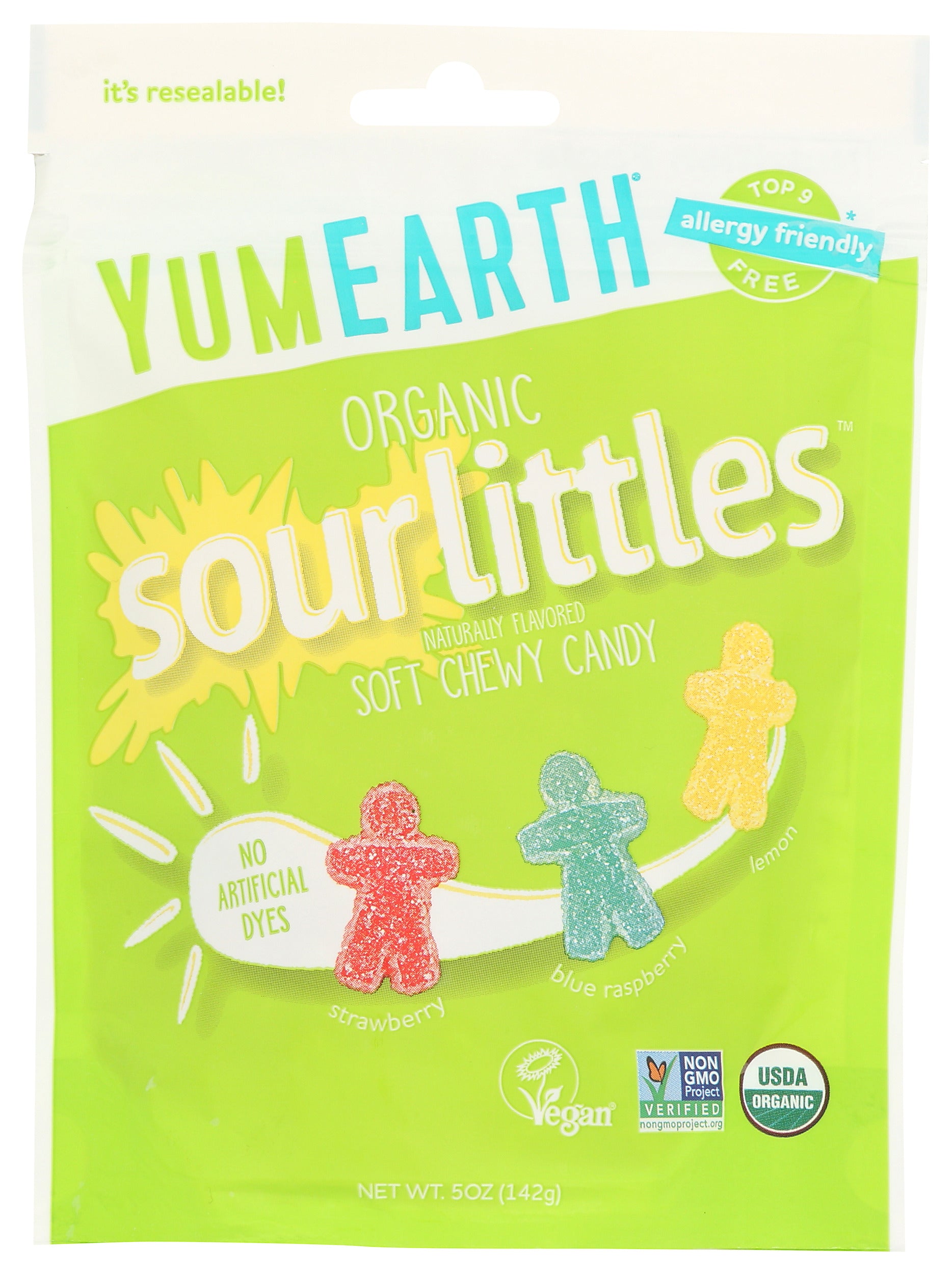 Yumearth Organic Sour Littles Soft Chewy Candy on white background