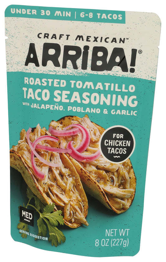 Arriba Roasted Tomatillo Taco Seasoning on white background