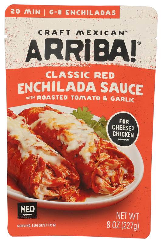 Arriba enchilada sauce on white background