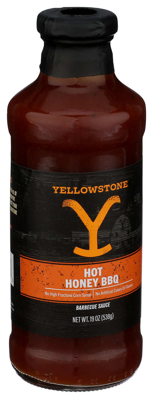 Yellowstone Hot Honey BBQ Sauce on white background