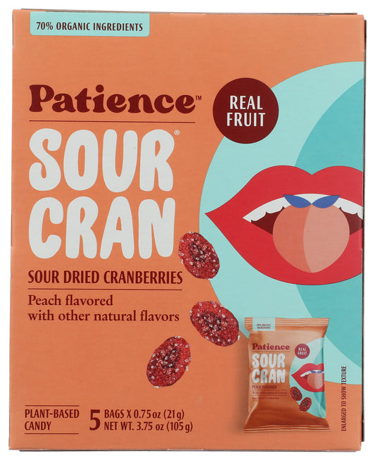 Patience Peach Sour Cranberries on white background