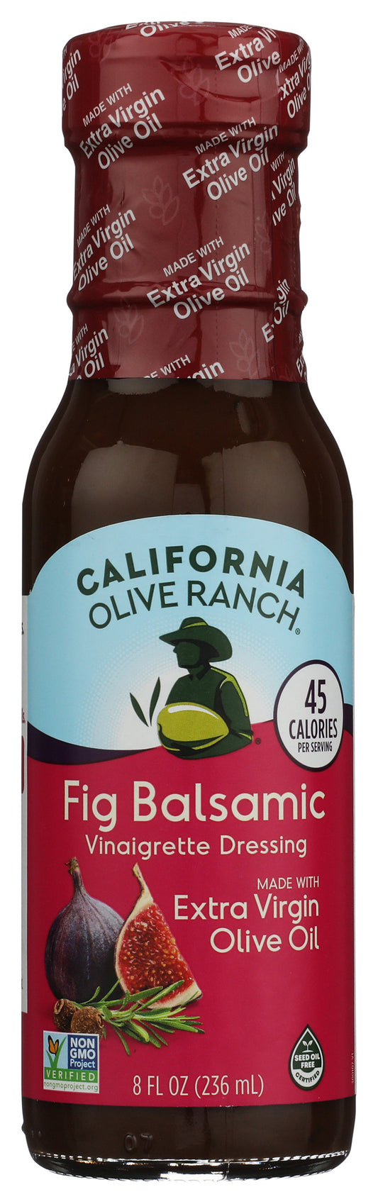 California Olive Ranch Fig Balsamic Vinaigrette Dressing on white background