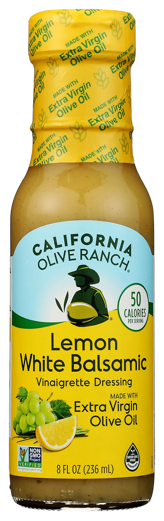 California Olive Ranch vinaigrette dressing on white background
