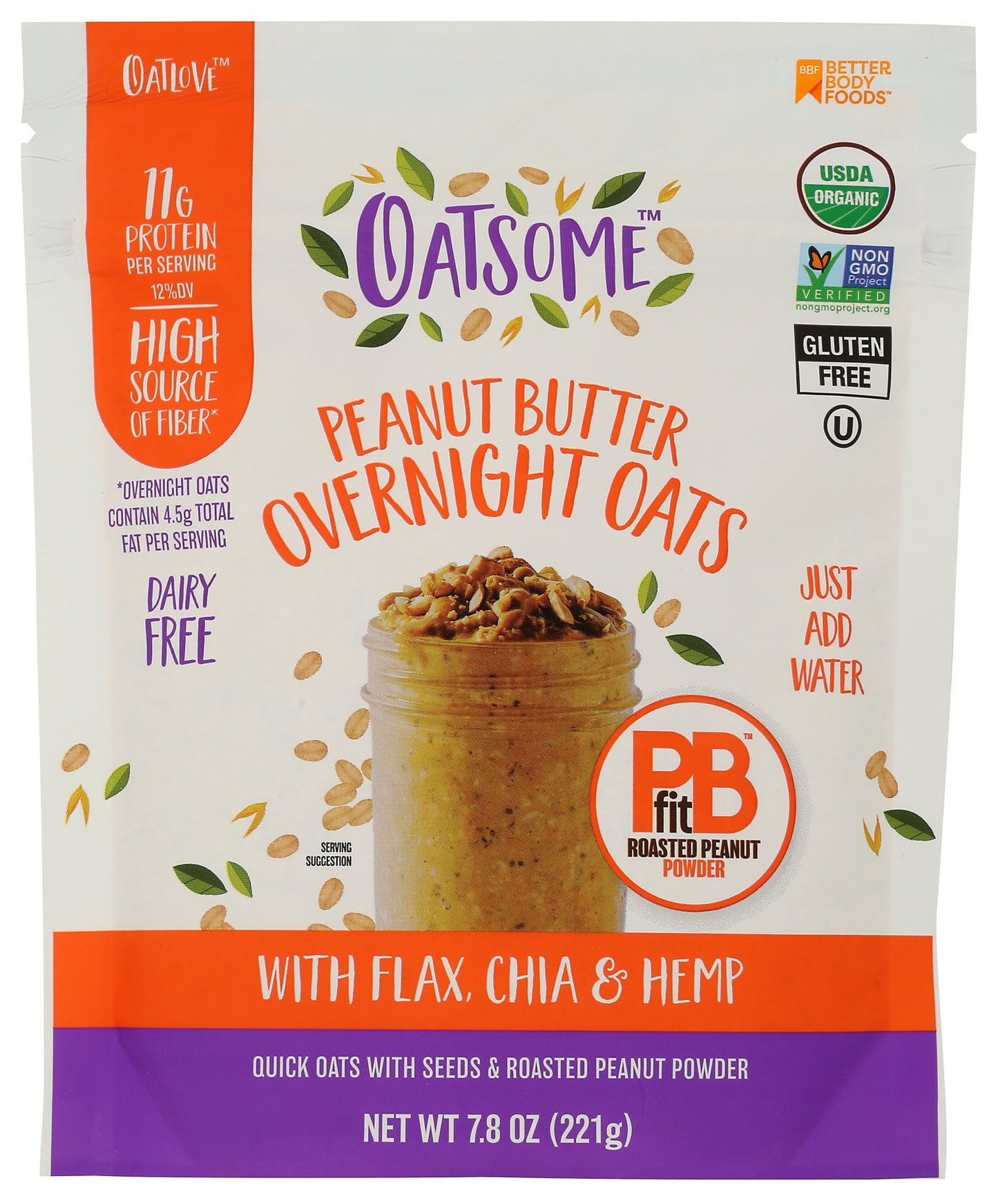 Oatsome overnight oats on white background