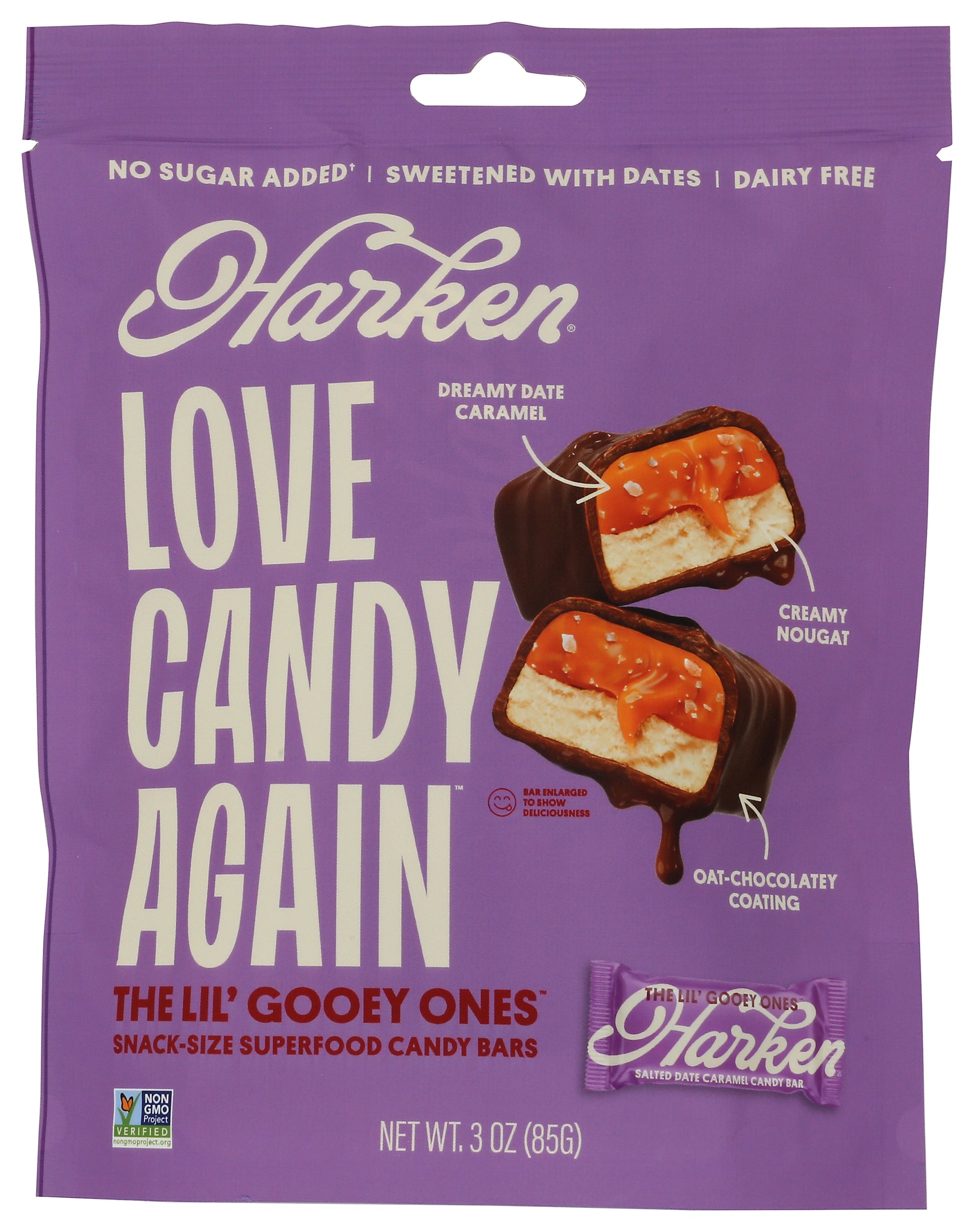 Harken candy bars on white background