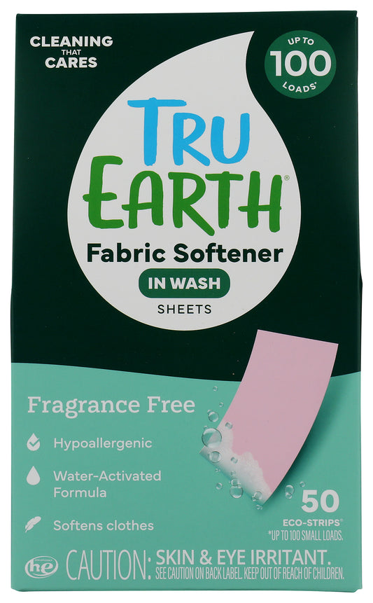 Tru Earth fabric softener sheets on white background