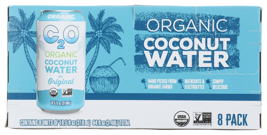 C2O Coconut Water can on white background