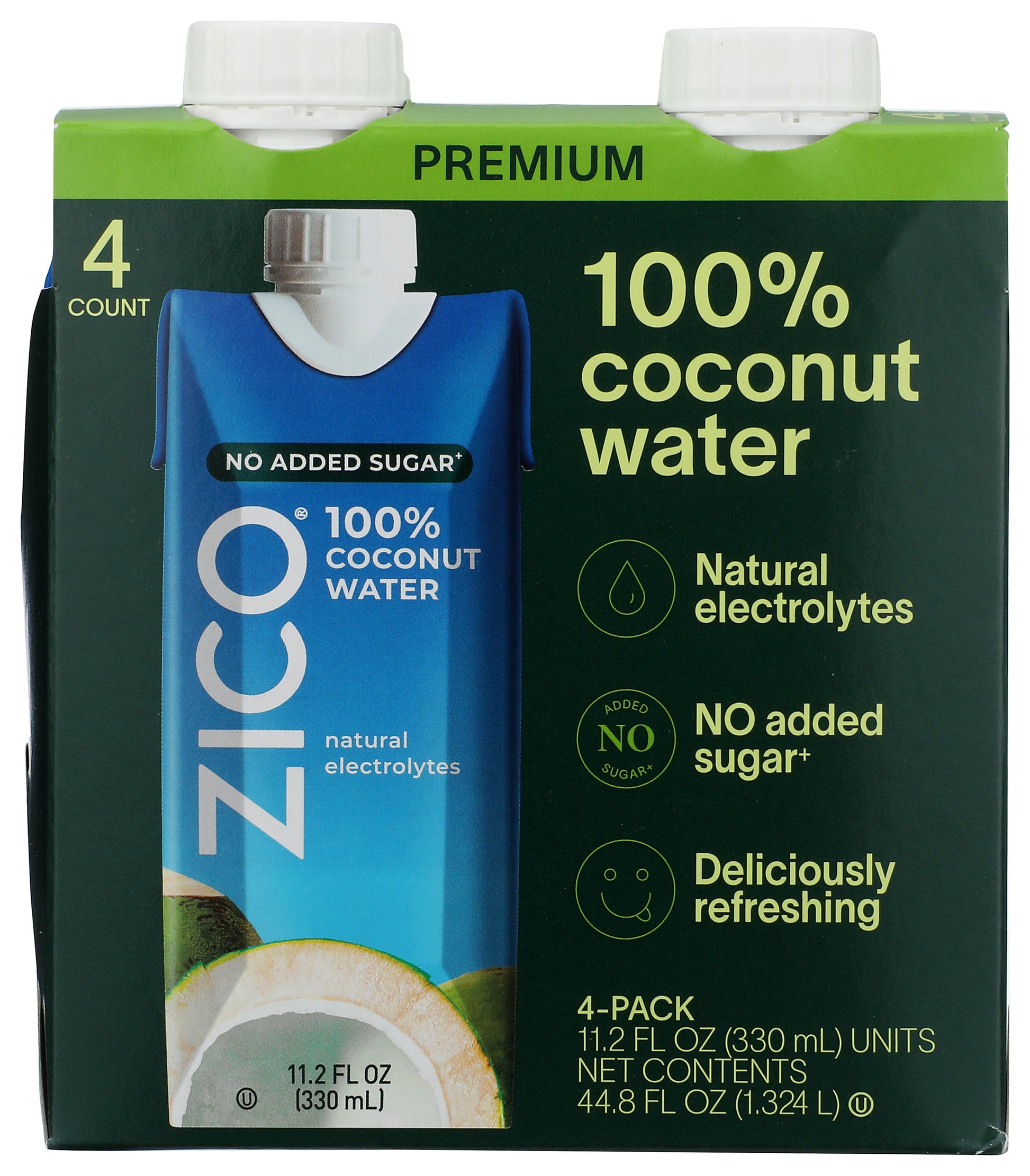 Zico coconut water on white background