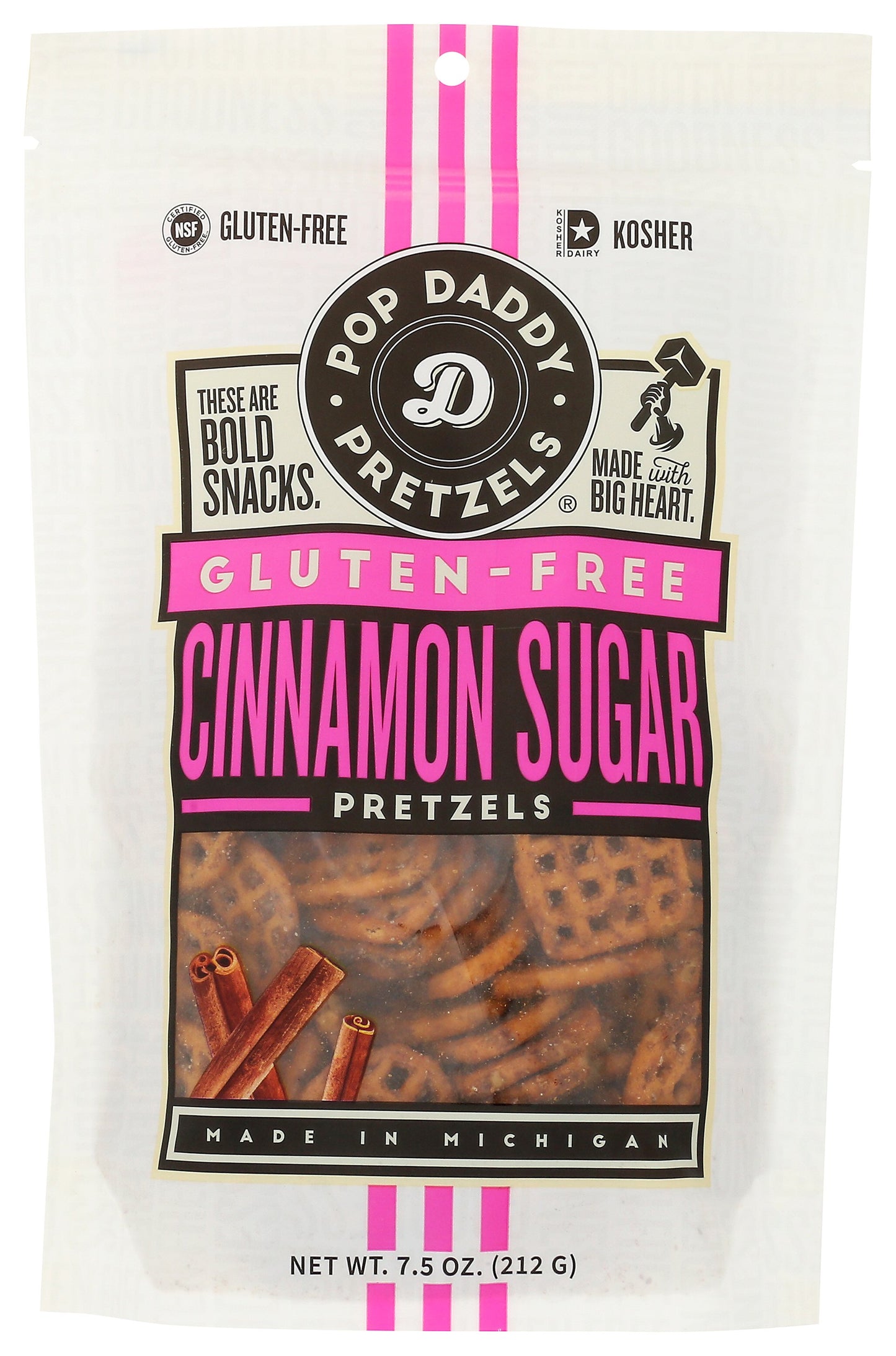 Pop Daddy Pretzels on white background