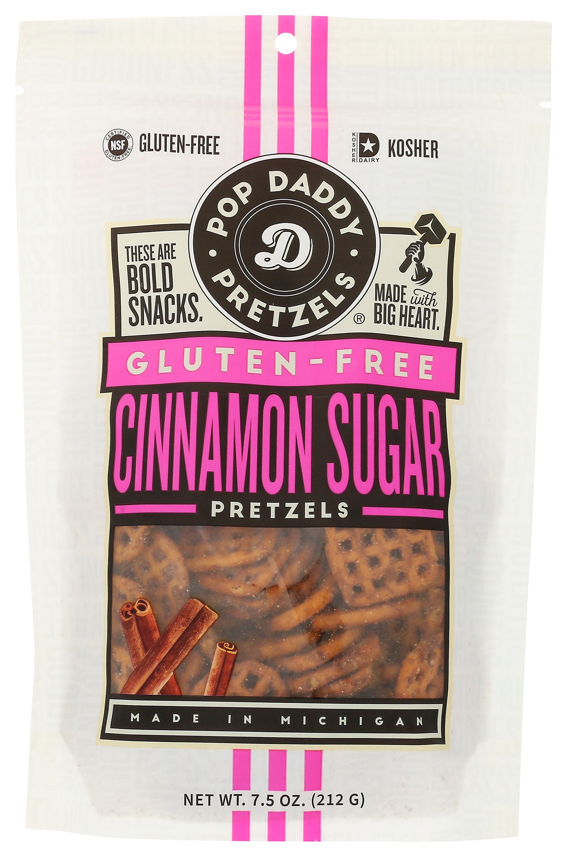 Pop Daddy Pretzels on white background