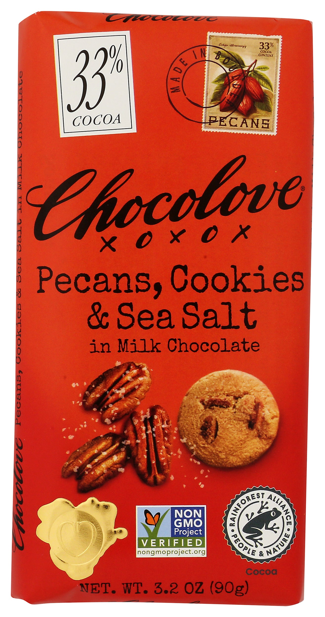 Chocolove chocolate bar on white background