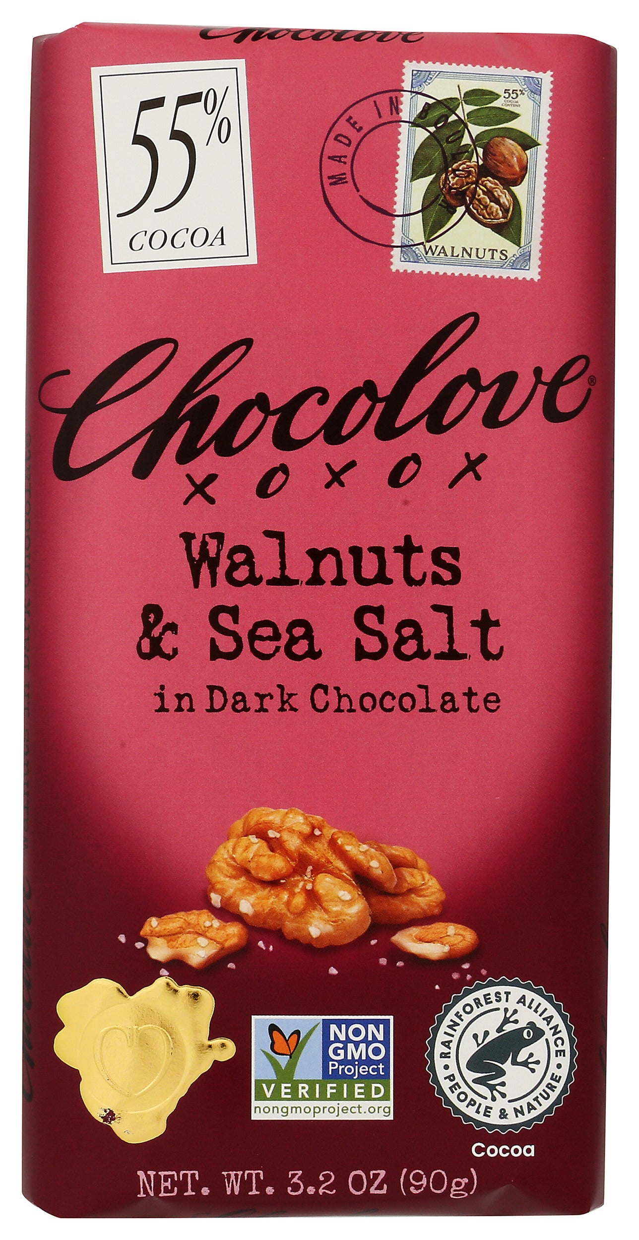 Chocolove chocolate bar on white background
