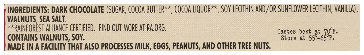 Walnuts & Sea Salt Dark Chocolate Bar