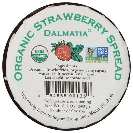 Dalmatia Organic Strawberry Spread on white background