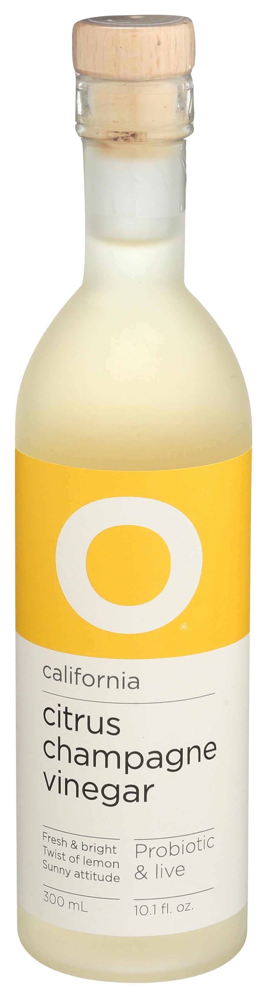 O citrus california champagne vinegar on white background