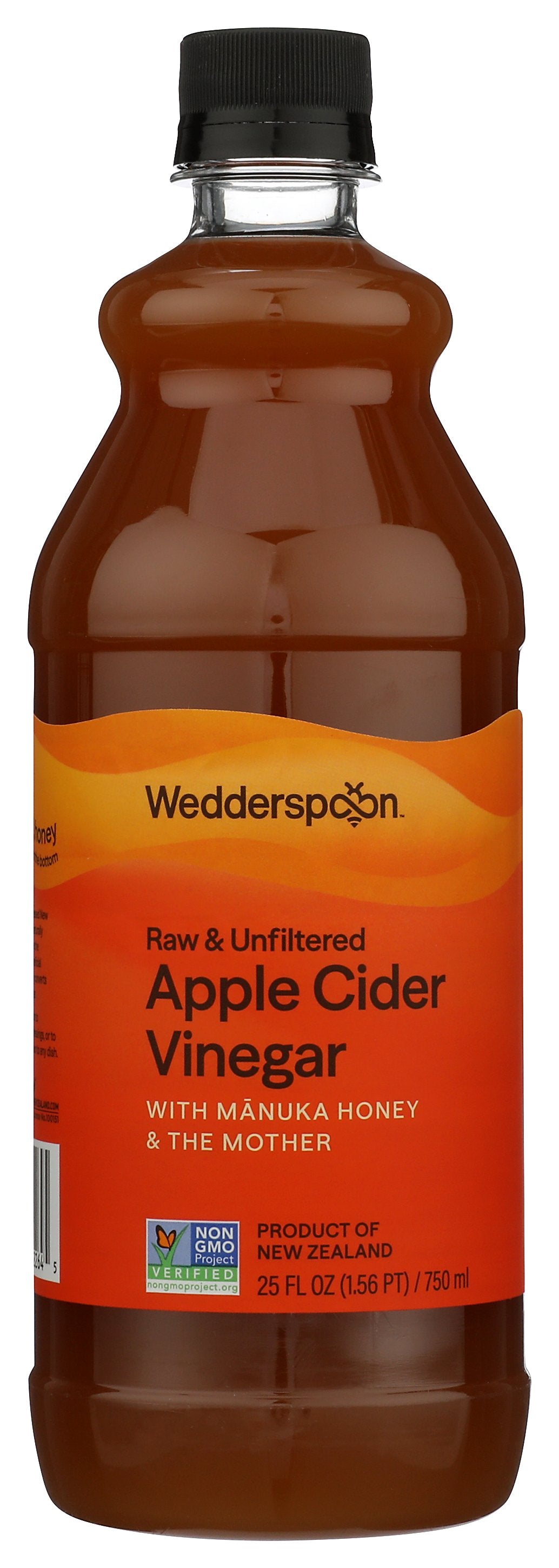 Wedderspoon Apple Cider Vinegar with Manuka Honey on white background
