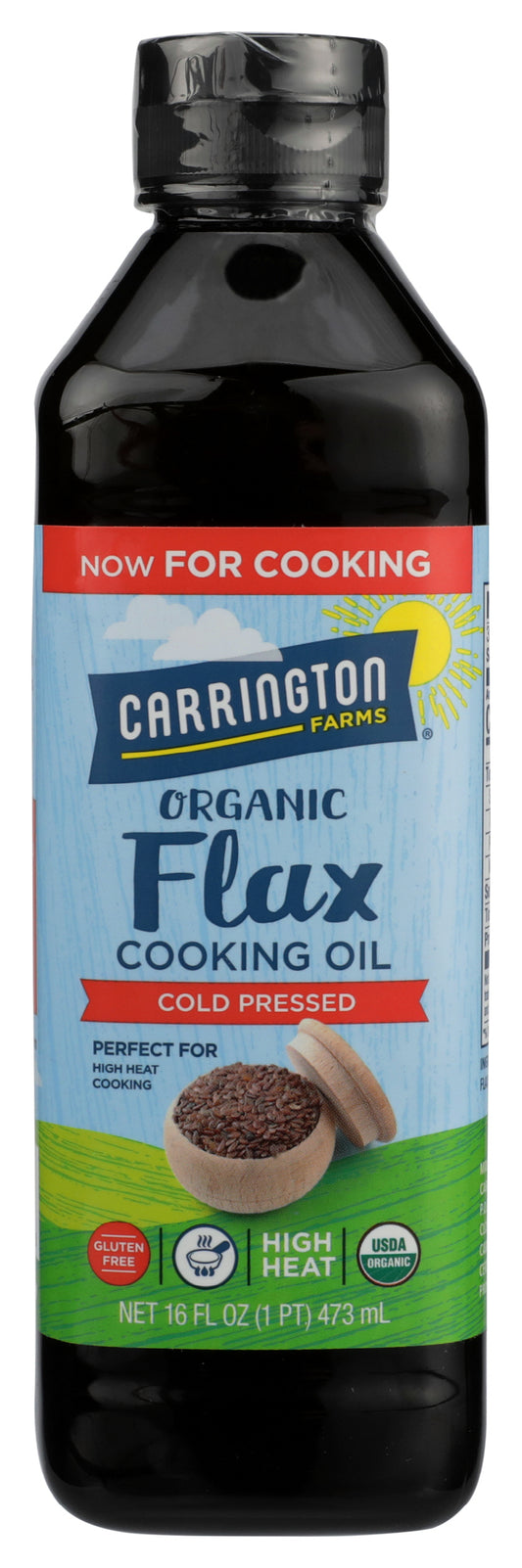 Carrington Farms Organic Flax Cooking Oil on white background