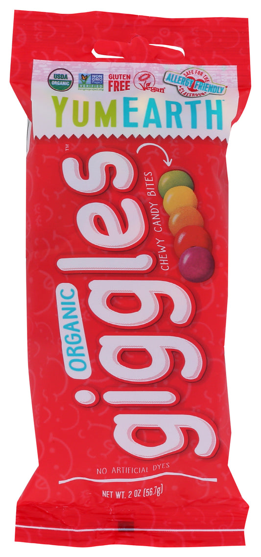 Yumearth Organic Giggles Chewy Candy Bites on white background