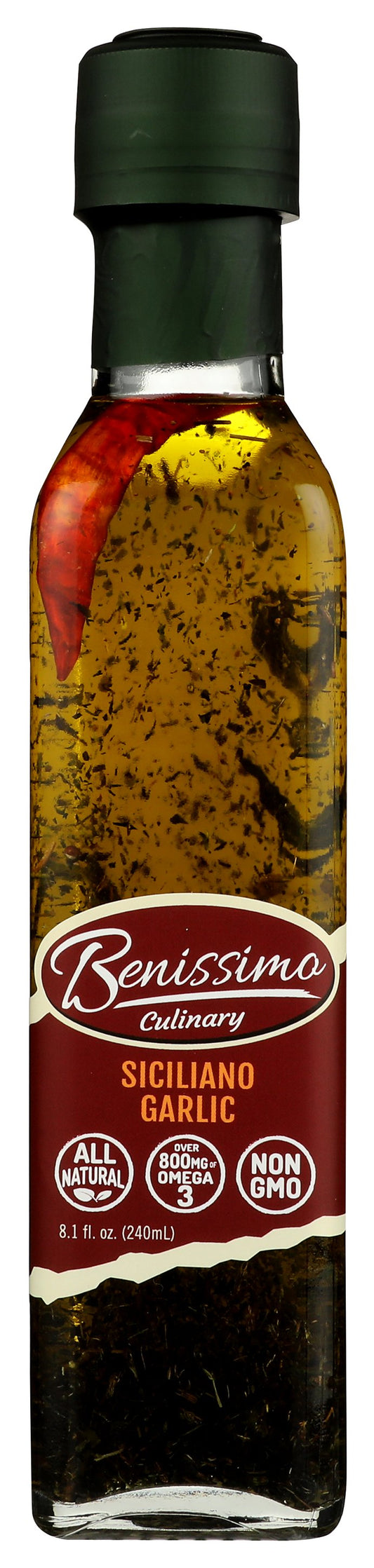 Benissimo Extra Virgin Olive Oil on white background