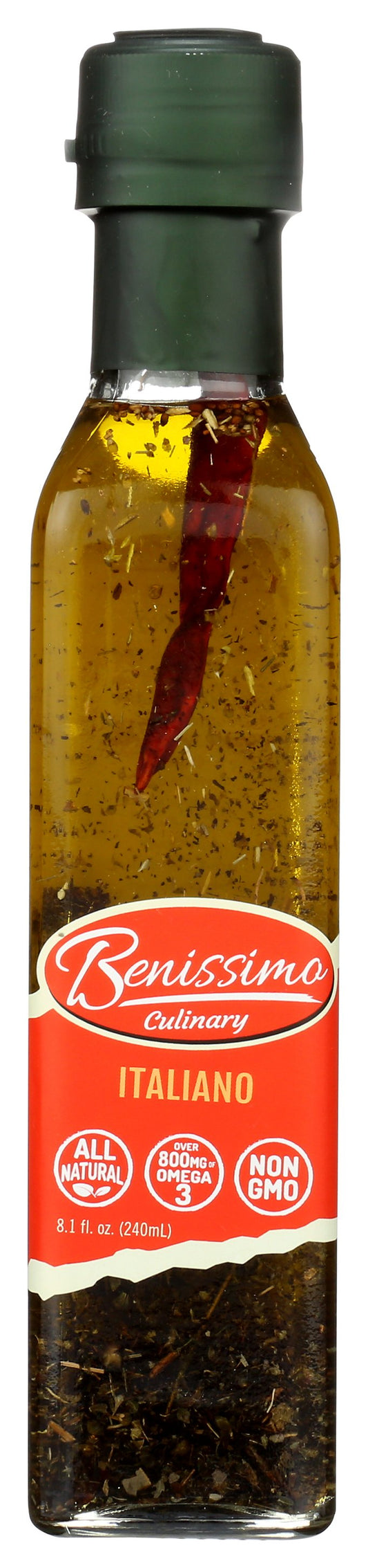 Benissimo Extra Virgin Olive Oil on white background