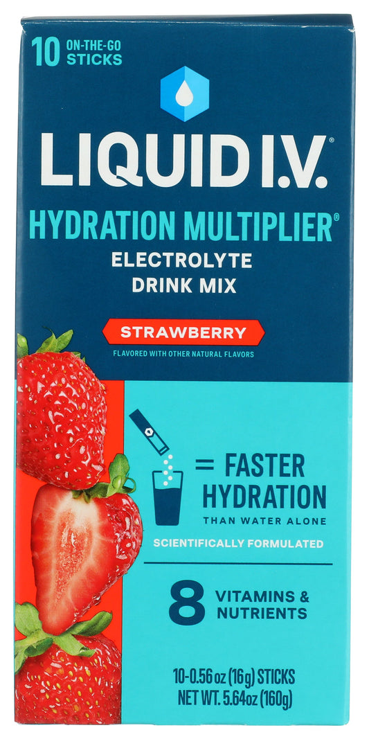 Liquid I.V. hydration drink mix on white background