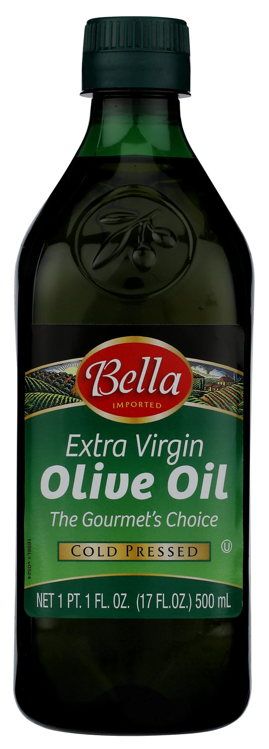 Bella Extra Virgin Olive Oil bottle on white background