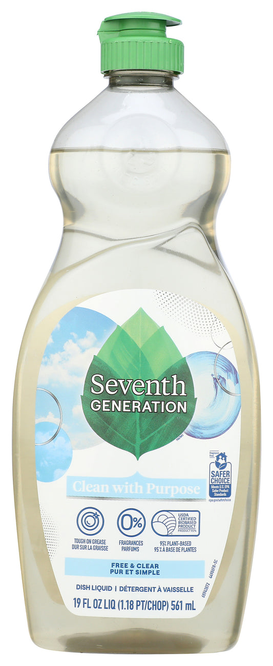 Seventh Generation Free & Clear Liquid Dish Soap on white background