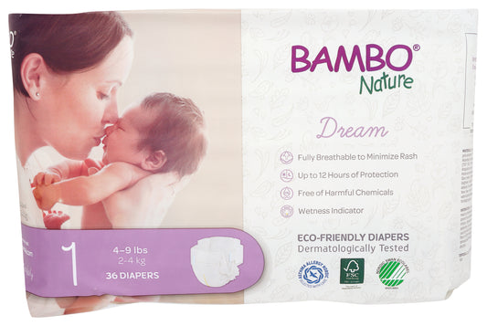 Bambo Nature baby diapers on white background