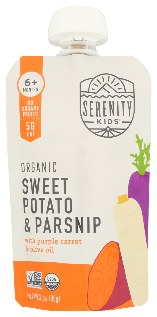 Serenity Kids Organic Sweet Potato & Parsnip Puree on white background