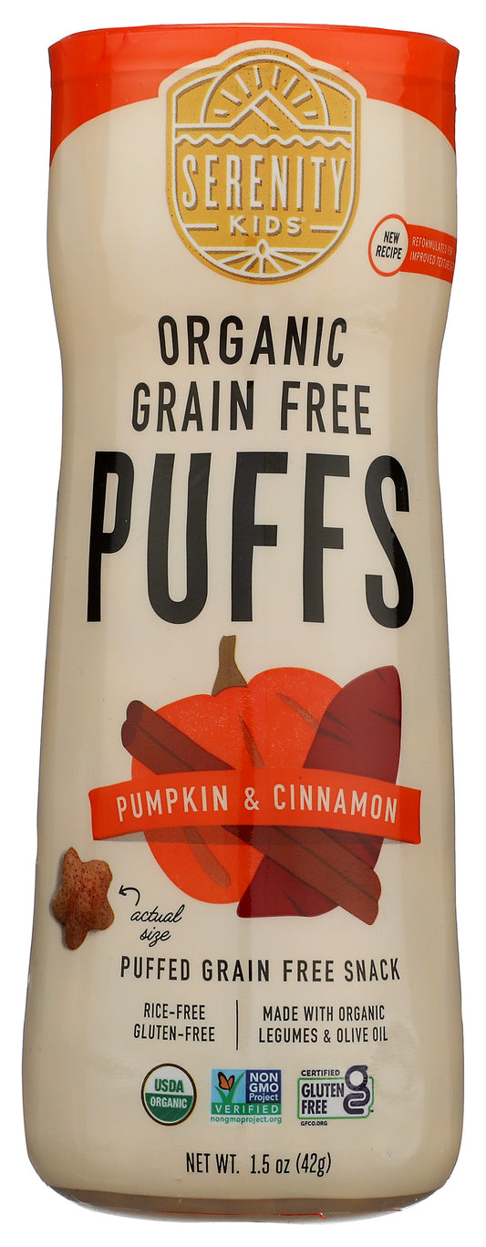 Serenity Kids Grain Free Pumpkin & Cinnamon Puffs on white background