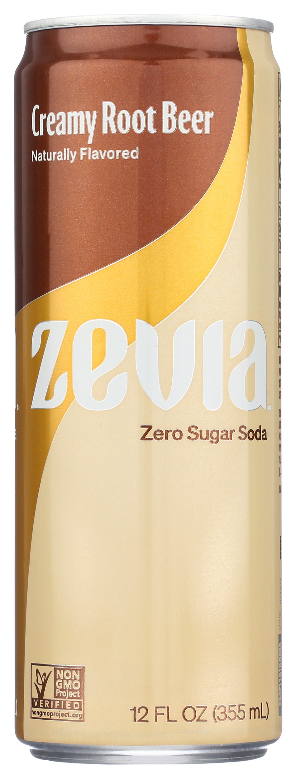 Zevia Creamy Root Beer Soda on white background