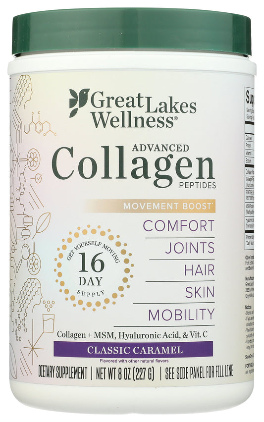 Great Lakes Wellness collagen peptides on white background
