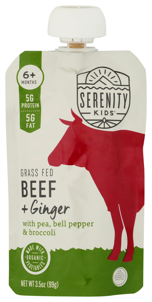 Serenity Kids Grass Fed Beef & Ginger Baby Puree on white background