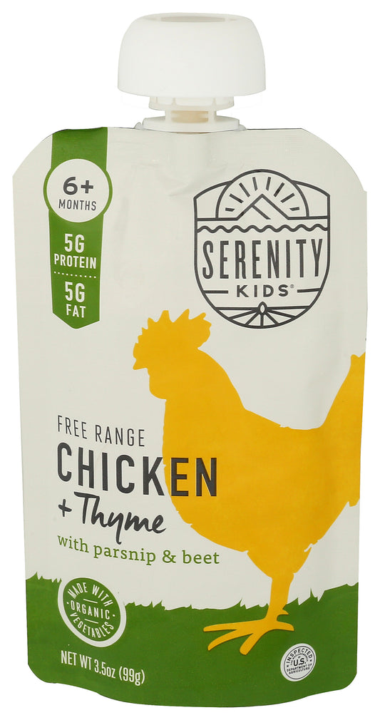 Serenity Kids Free Range Chicken puree on white background