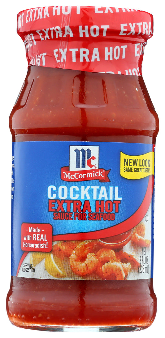 Mccormick cocktail sauce bottle on white background