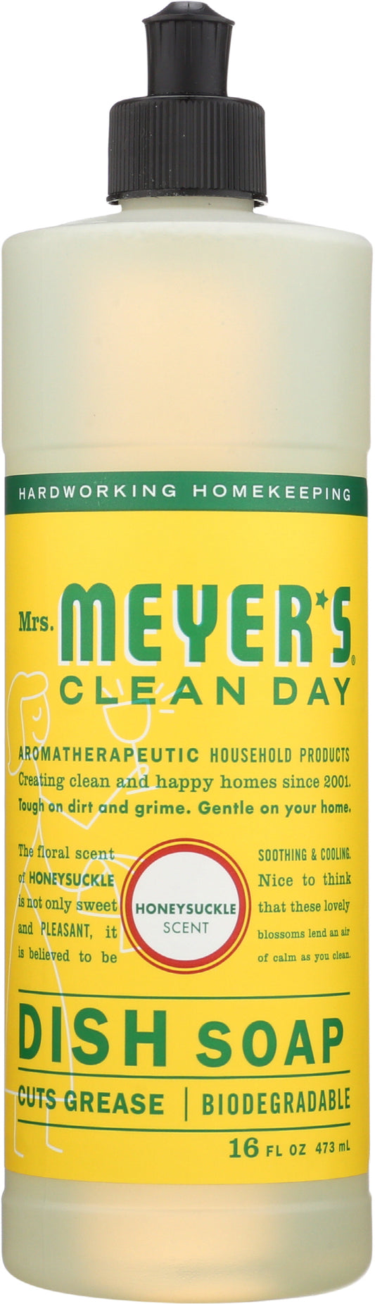 Mrs. Meyer'S Clean Day liquid dish soap on white background