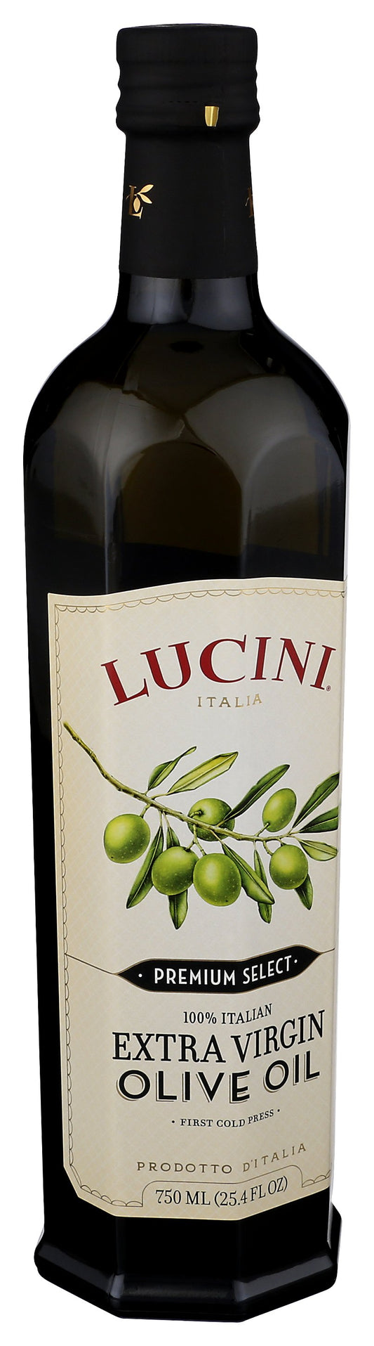 Lucini Italia Premium Select Extra Virgin Olive Oil on white background