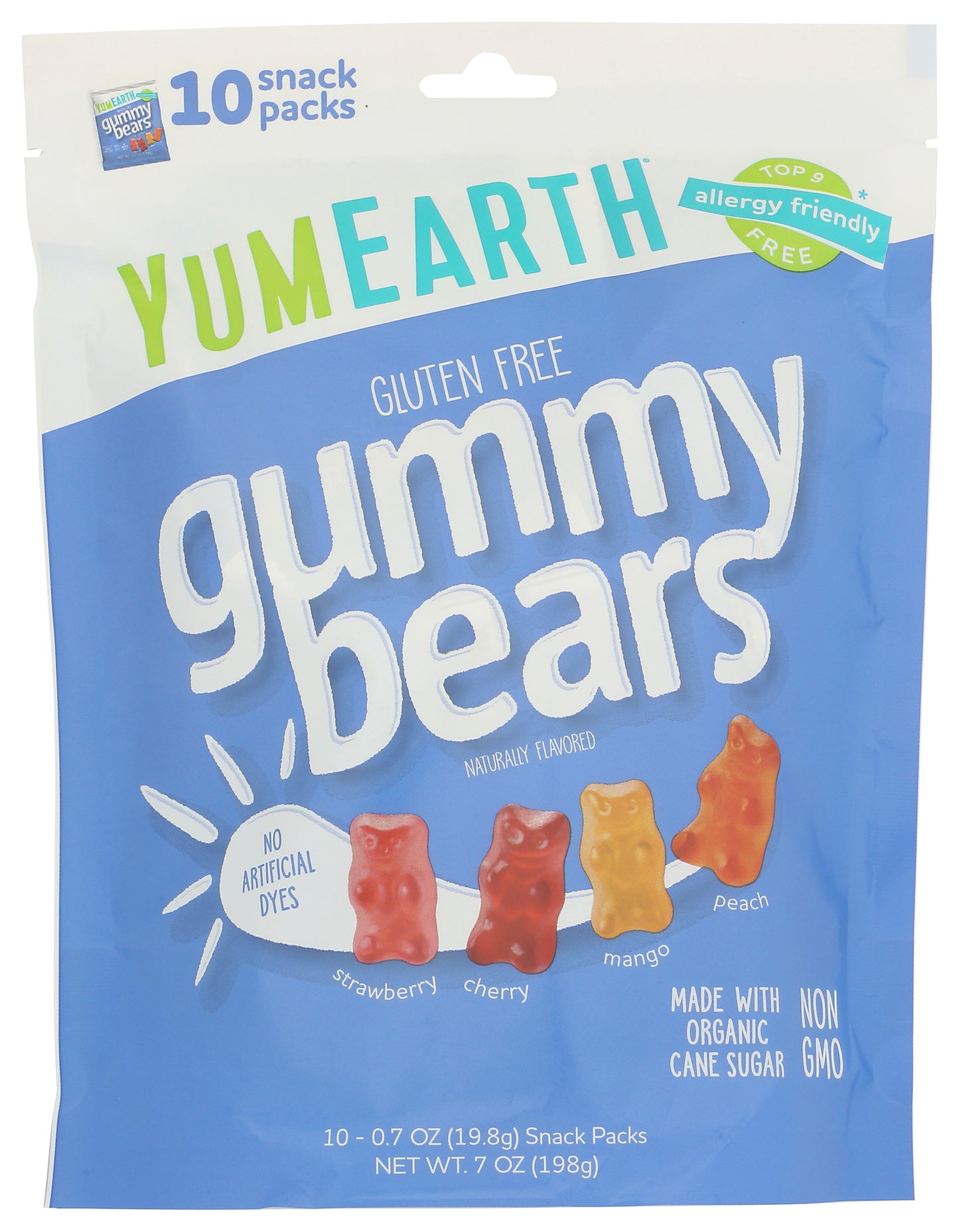 Yumearth Gummy Bears on white background