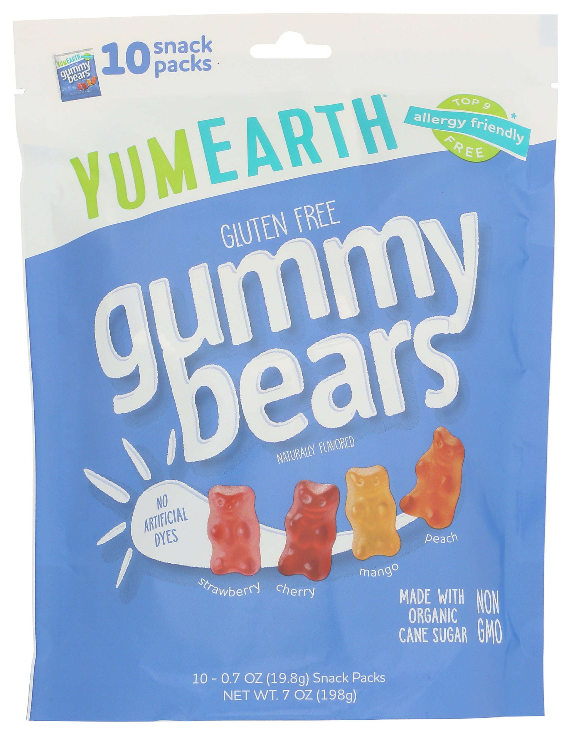 Yumearth Gummy Bears on white background