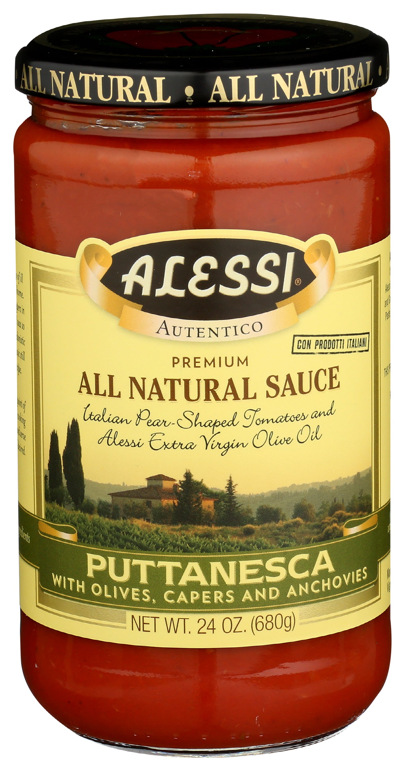Alessi Puttanesca Pasta Sauce on white background