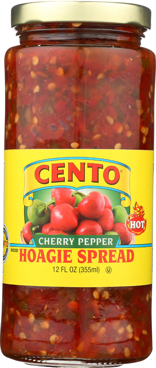 Cento Diced Hot Cherry Peppers on white background