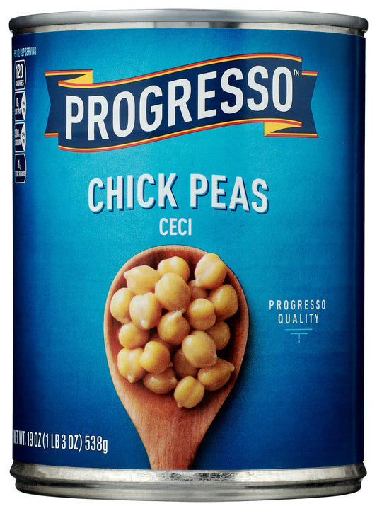 Progresso Chick Peas can on white background